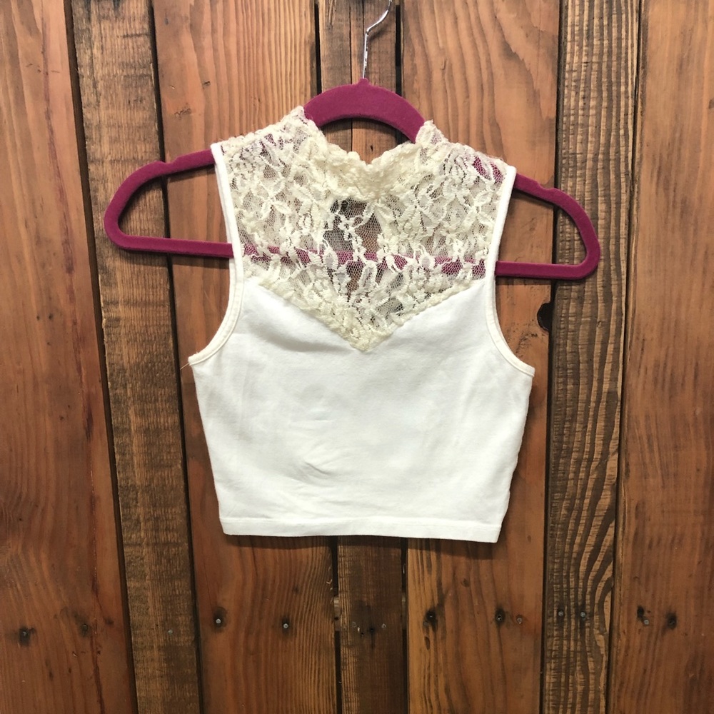 Charlotte Russe size small white lace crop top - Picture 3 of 7